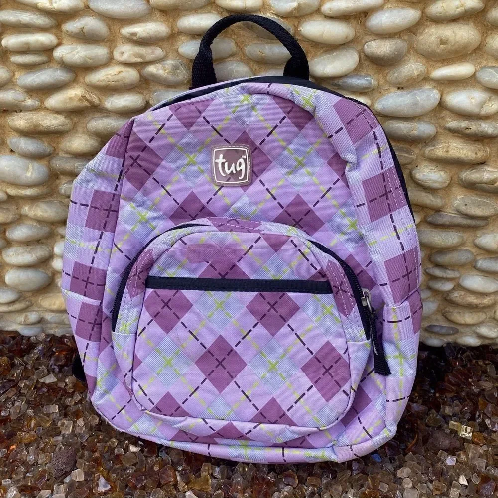 Tug Purple Argyle Pattern Mini Backpack. EUC!